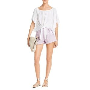 Elan Off-the-Shoulder White Tie-Front Top